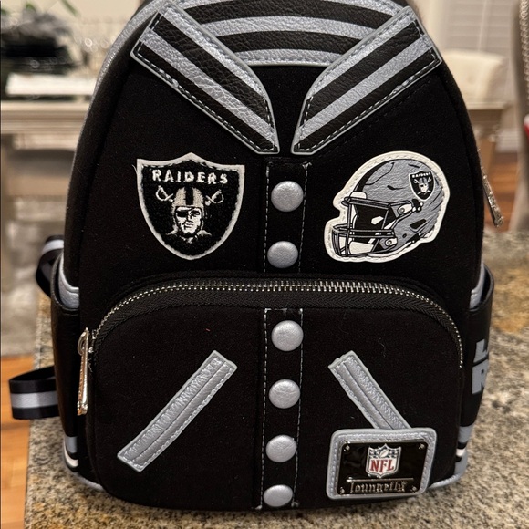 LOUNGEFLY NFL Las Vegas Raiders Varsity Mini Backpack - Picture 5 of 6